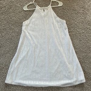 White Lace High Neck Mini Dress Sz Large